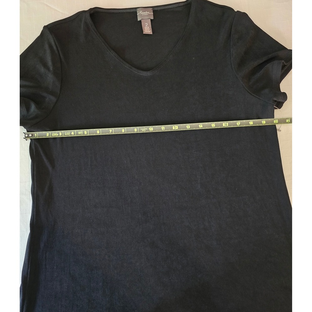 Chicos Travelers Black Maxi Dress V-Neck Short Sleeve Acetate Blend Size 2 L - Picture 4 of 8